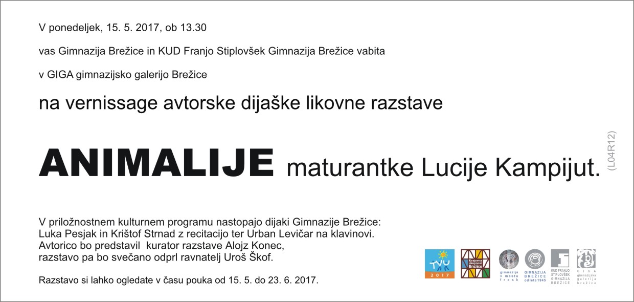 Otvoritev razstave Animalije dijakinje brežiške gimnazije Lucije Kampijut